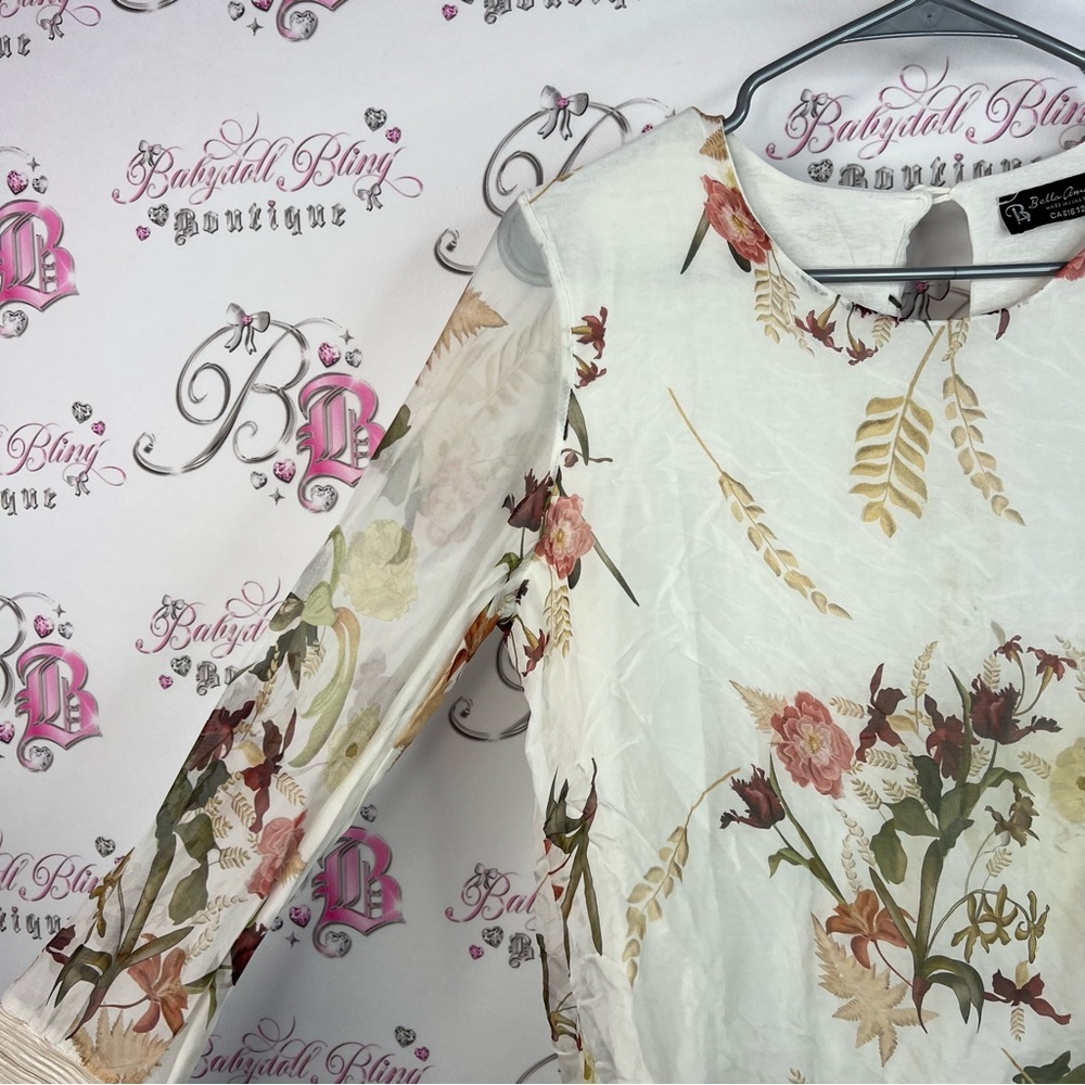 Bella amore Italy top blouse flowers silk made in Italy 🇮🇹 Floral Print Women's - Picture 3 of 16